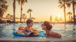 woman and child in swimming pool