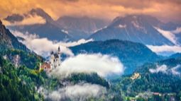 Neuschwanstein castle in the mountains