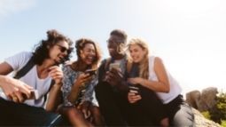 diverse group of friends traveling together