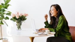 woman using laptop