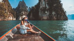 traveler on boat in thailand